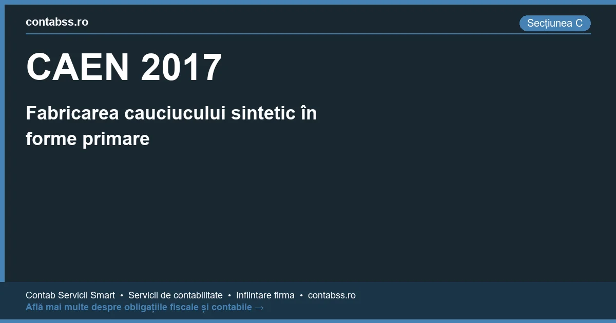 Cod CAEN 2017 - Fabricarea cauciucului sintetic în forme primare