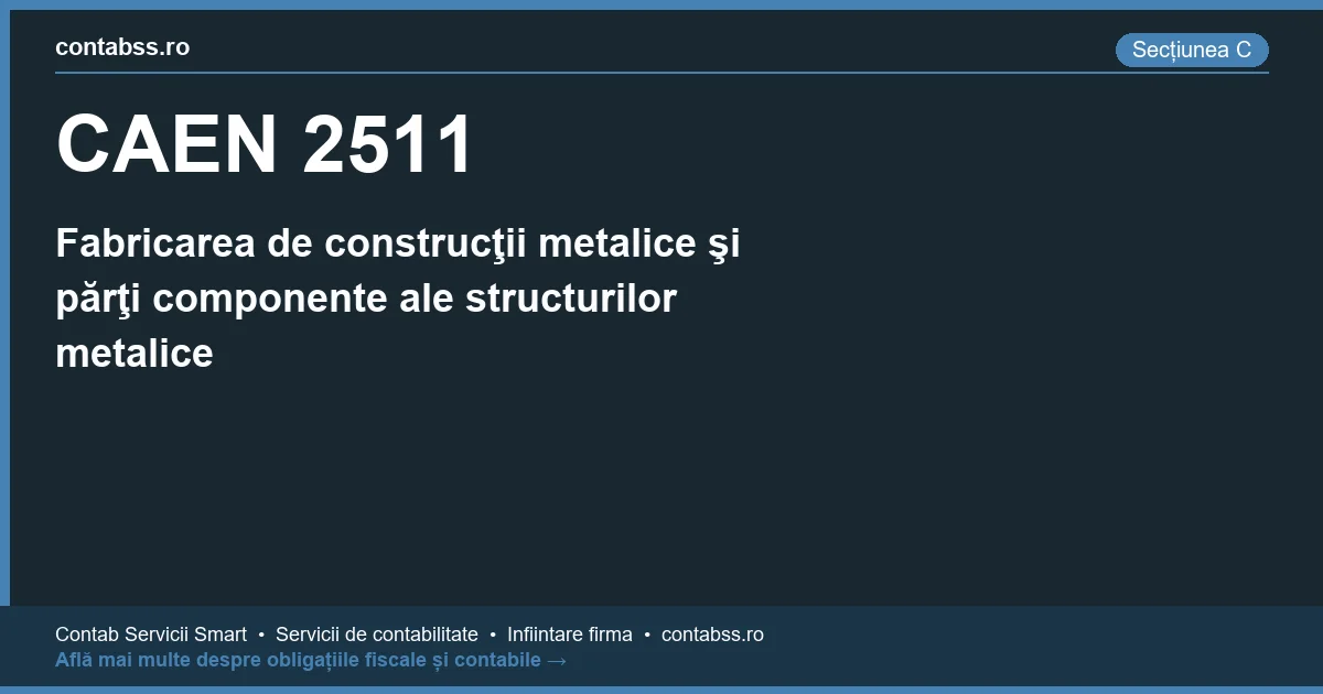 Cod CAEN 2511 - Fabricarea de construcţii metalice şi părţi componente ale structurilor metalice