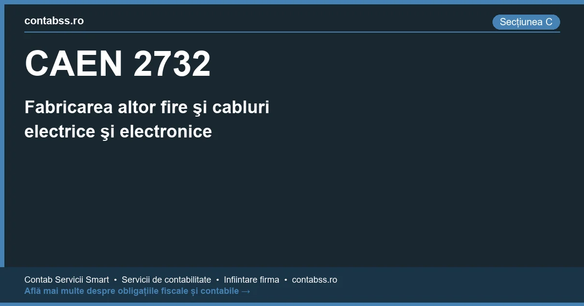 Cod CAEN 2732 - Fabricarea altor fire şi cabluri electrice şi electronice