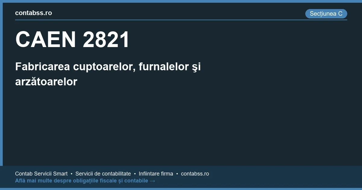 Cod CAEN 2821 - Fabricarea cuptoarelor, furnalelor şi arzătoarelor