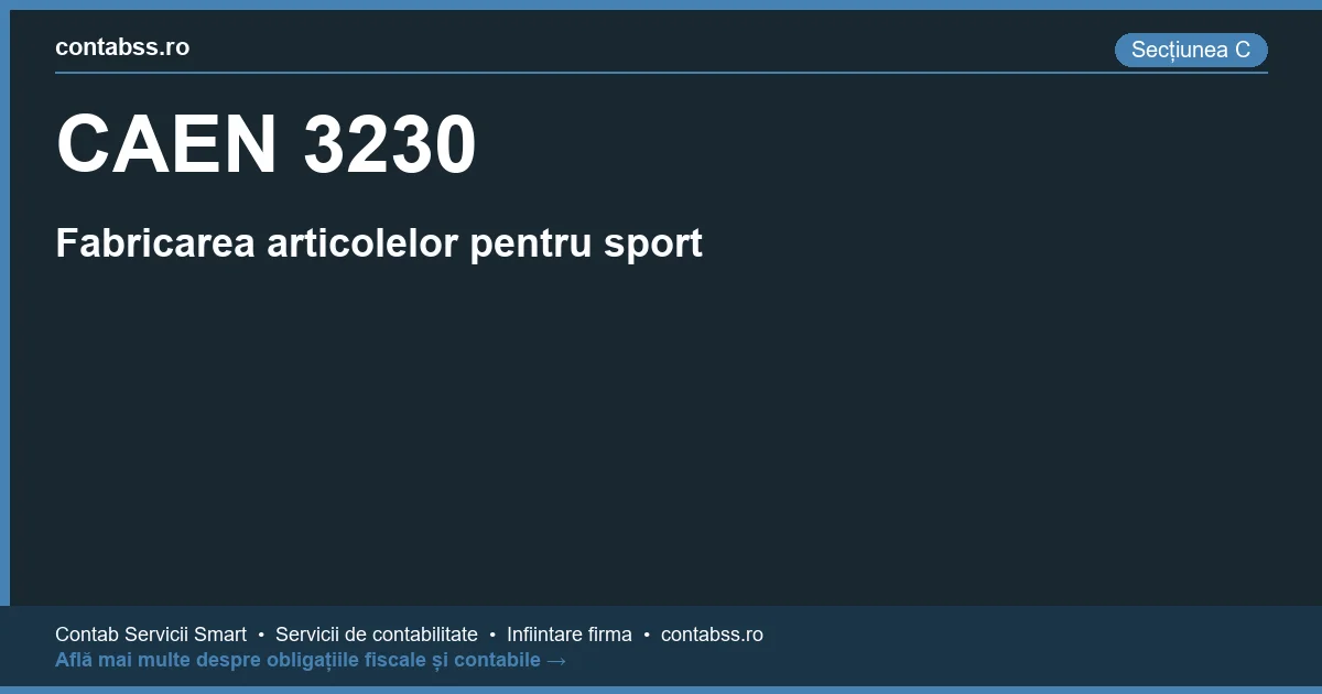Cod CAEN 3230 - Fabricarea articolelor pentru sport