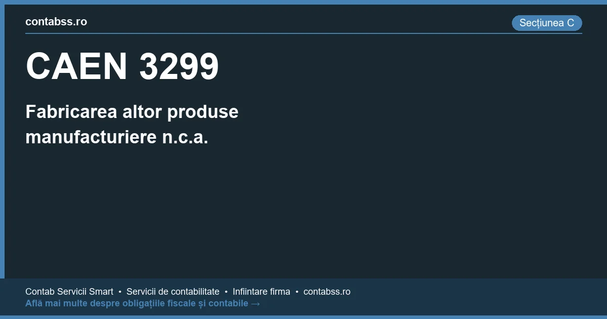 Cod CAEN 3299 - Fabricarea altor produse manufacturiere n.c.a.