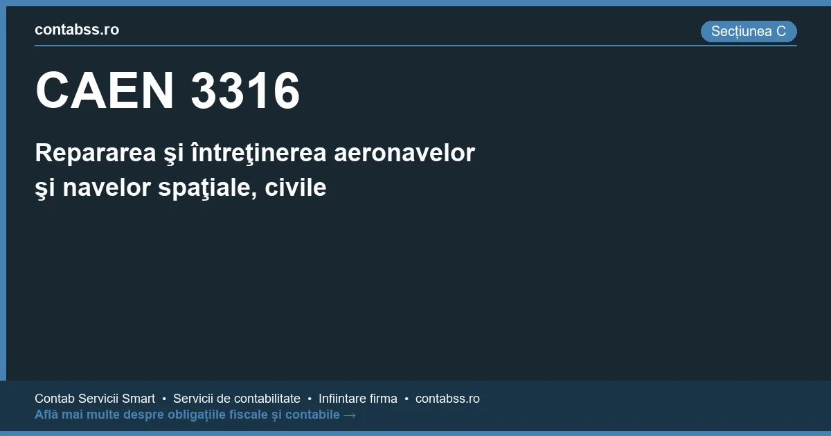 Cod CAEN 3316 - Repararea şi întreţinerea aeronavelor şi navelor spaţiale, civile
