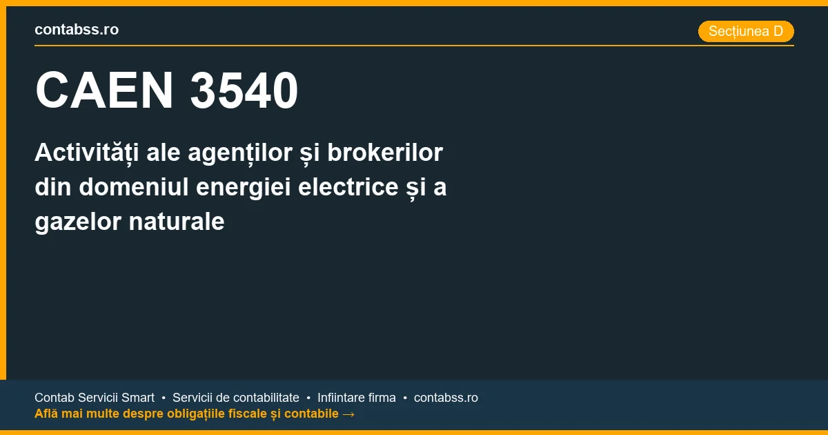 Cod CAEN 3540 - Activități ale agenților și brokerilor din domeniul energiei electrice și a gazelor naturale