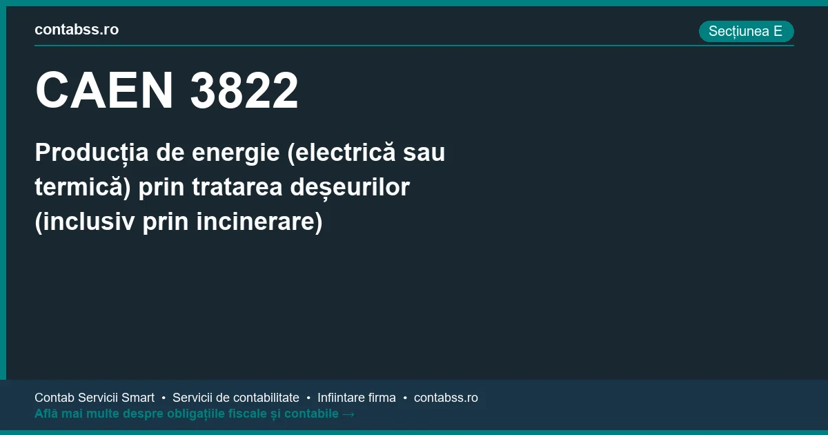 Cod CAEN 3822 - Producția de energie (electrică sau termică) prin tratarea deșeurilor (inclusiv prin incinerare)