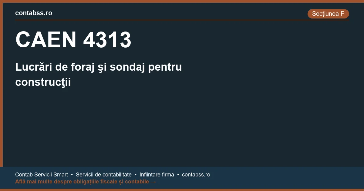 Cod CAEN 4313 - Lucrări de foraj şi sondaj pentru construcţii