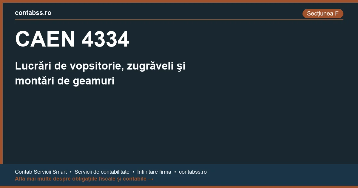 Cod CAEN 4334 - Lucrări de vopsitorie, zugrăveli şi montări de geamuri