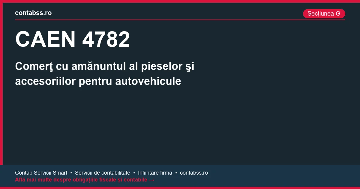 Cod CAEN 4782 - Comerţ cu amănuntul al pieselor şi accesoriilor pentru autovehicule