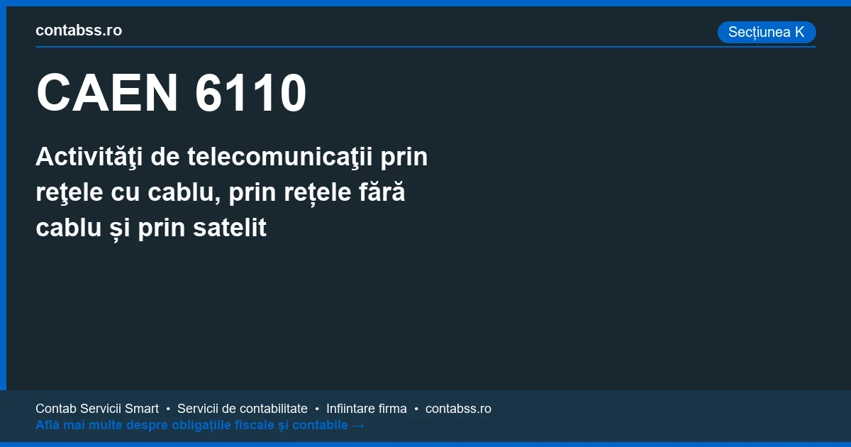 Cod CAEN 6110 - Activităţi de telecomunicaţii prin reţele cu cablu, prin rețele fără cablu și prin satelit