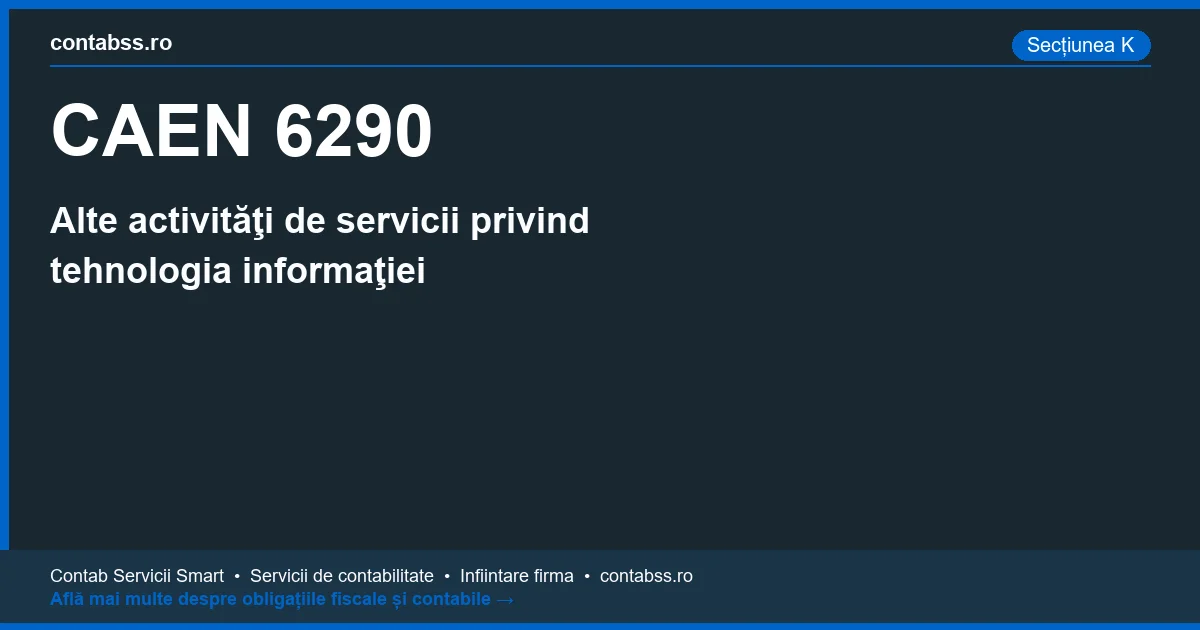 Cod CAEN 6290 - Alte activităţi de servicii privind tehnologia informaţiei
