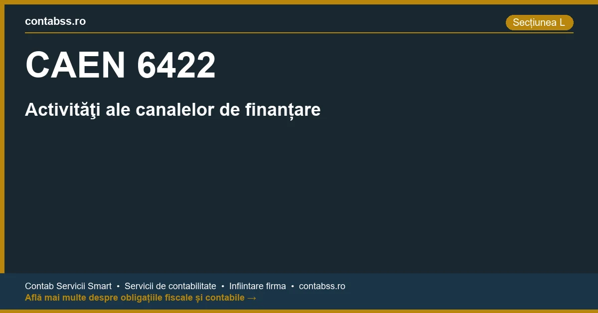 Cod CAEN 6422 - Activităţi ale canalelor de finanțare