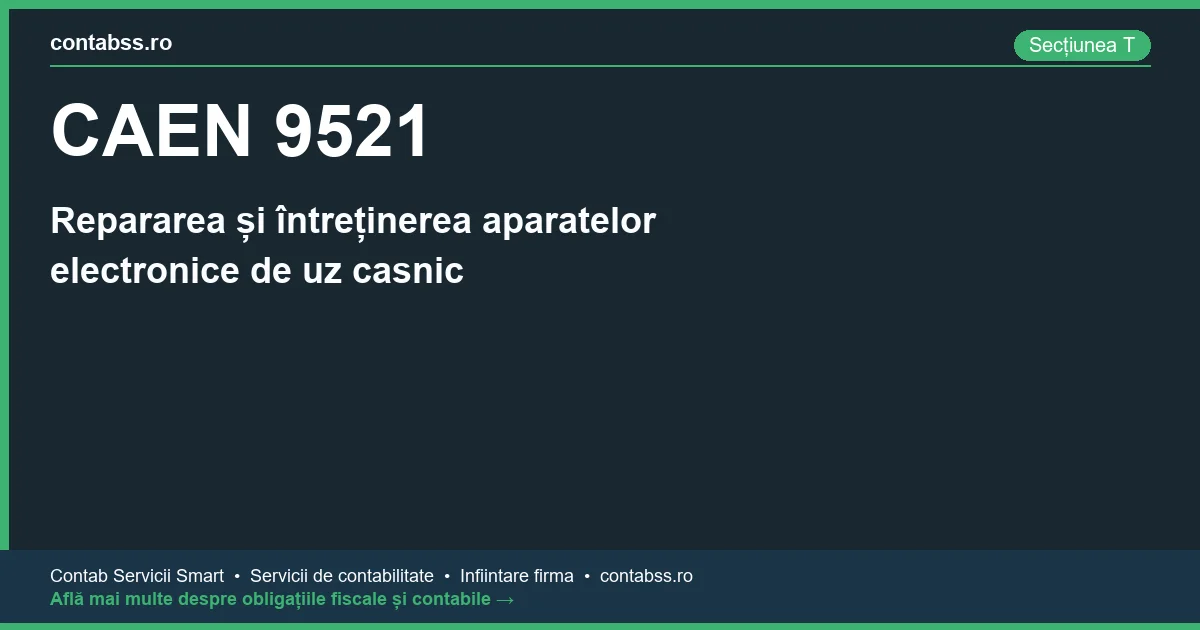 Cod CAEN 9521 - Repararea și întreținerea aparatelor electronice de uz casnic
